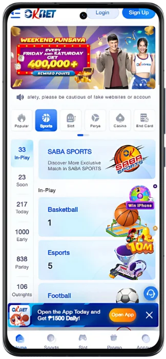OKBet Screenshot of the Sport program