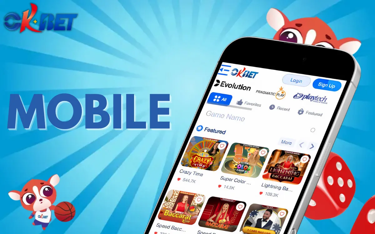 Mobile application Casino in OKBet